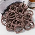 Large set of brown nylon elastic hair ties for kids in storage bag - 20 Pieces Set / Dark Bean Paste (59)
