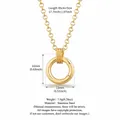 18K vergulde roestvrijstalen ronde hanger halsketting met gewicht en afmetingen getoond - Gouden Veersluiting Ketting B (13mm)