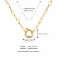 Gold stainless steel paperclip chain necklace featuring a round spring clasp design - Small Sailor Clasp Paperclip Chain