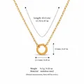 18K gold plated stainless steel necklace with round pendant and measurement details - Pearl Chain + Spring Ring