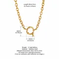 18K gold plated stainless steel necklace with round spring clasp and link chain design - Pearl Sailor Clasp Chain 40+5cm