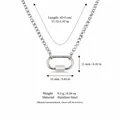 Silver stainless steel carabiner necklace with dimension and weight details - Small Oval Carabiner Paperclip Chain (Steel)