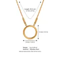 Gold stainless steel round pendant necklace with 45+5cm chain and 16mm diameter - Handmade Open Ring Necklace