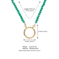 Adjustable green faceted bead necklace featuring a gold stainless steel open ring charm - Green Stone Beaded Open Ring Necklace Chain
