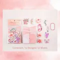 Roze bloementuin thema kaart materiaal pakket met 12 decoratieve stickers voor hobby's - Roze Bloemenzee