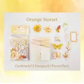 Vintage stickers voor scrapbooking in oranje zonsondergangstijl, set van 12 patronen - Oranje Zonsondergang