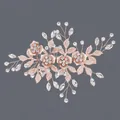 Eleganter roségoldener Braut-Haarkamm mit handverdrahteten Strasssteinen und Blumen - Roségoldene Haarklammer (HS-J6505RG)