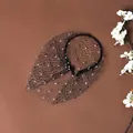 Serre-tête voile résille noir élégant avec strass brillants pour mariée. - Noir