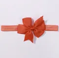 Soft orange grosgrain ribbon bow headband with elastic strap for babies and toddlers - Bow Style (765)
