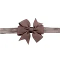 Brown grosgrain ribbon bow headband for infants and toddlers, soft elastic hair accessory. - Fishtail Bow Style (839)