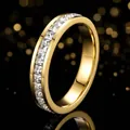 Elegant eternity gold ring with channel-set square cubic zirconia stones for women - Size 5 / Single Row Square Zirconia / Gold