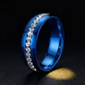 Blue stainless steel variant ring with a continuous row of sparkling white crystals - US 7 / Sky Blue