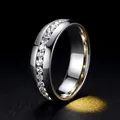 Elegant silver titanium steel eternity ring featuring a full circle of cubic zirconia stones - US 7 / Steel
