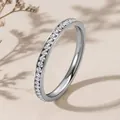 Minimalist silver stainless steel ring featuring a half band of sparkling crystals - US 5 / Half Row Pave Style (36-B-2) / Steel