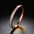 Elegant rose gold titanium steel eternity ring with shimmering pavé set cubic zirconia - US 5 / Rose Gold (2.0 Slim Eternity)