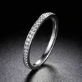 Elegant stainless steel slim ring featuring a channel set of sparkling white stones. - US 5 / Silver (2.0 Slim Eternity)