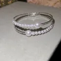 Bracelet multicouches élégant avec perles et pierres brillantes, style français. - Style 55
