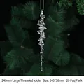 240mm large spiral acrylic icicle Christmas tree hanging ornament decoration - Large Threaded Icicle / 240mm (20 Pieces/Pack) / Clear
