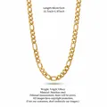 Elegant gold-tone stainless steel Figaro chain necklace perfect for layering styles - 40+5cm (4mm) / Gold