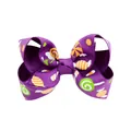 Purple Halloween hair bow with colorful candy prints for children's hair decoration - Halloween Bow Hair Clip (5) / 1 Piece/Pack (8cm)