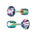 Paire de boucles d'oreilles en zircon arc-en-ciel pour cartilage avec fermoirs à vis - 2mm / Zircone AB arc-en-ciel (1 pièce)