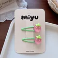 Schattige roze aardbei BB haarspelden voor meisjes, set van 2 stuks - Roze Aardbei-stijl / 2 Stuks/Set