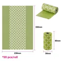 Green biodegradable dog waste bags with bone pattern, 230x330mm size, 20 count per roll - Eco Lavender Scent (Patterned) / 20 Pcs/Roll (1 Micron) / Grass Green