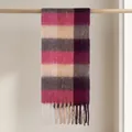 Warm mohair-style plaid scarf featuring a vibrant pink and purple multi-color check pattern - 38cm x 239cm / New Color 5# (Pink, Purple & Grey Plaid)