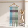 Soft mohair plaid scarf with tassels in blue, green, and grey checkered pattern. - 38cm x 239cm / New Color 9# (Blue, Grey & Green Plaid)