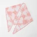 Elegant French vintage pink triangular lace scarf featuring delicate floral embroidery detail - Vintage Floral Style (SJJ091-05)