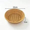 Round imitation rattan woven fruit basket 22cm diameter for home snacks - Round Style Yellow Small