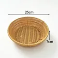 Round imitation rattan woven snack and fruit basket, size 25cm diameter and 7cm depth - Round Style Yellow Medium