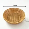 Handwoven imitation rattan fruit and snack basket, 28cm diameter and 7.5cm height - Round Style Yellow Large