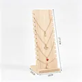 Vertical solid wood necklace display stand with carved notches for jewelry storage - Natural Wood Color Small Necklace Plate