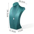 Emerald green velvet necklace display stand bust with dimensions for jewelry stores - 34.5cm Height/Dark Green