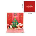 Creatieve 3D pop-up kerstkaart met kerstman en boom, vierkant formaat 10,5x10,5 cm - Kerstman & Kerstboom / 10.5x10.5cm / Rood