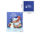 Handgemaakte 3D pop-up kerstkaart met een sfeervol winterhuis en sneeuwpop, 10,5cm - Sneeuwbedekt houten huis / 10.5x10.5cm / Blauw