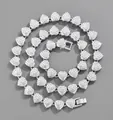 Collana a maglie a cuore placcata argento con pavé di strass scintillanti per donne - Collana Cuore in Zircone Bianco Argento