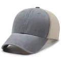 Gedetailleerde weergave van de gewassen grijze stof en beige mesh van deze honkbalpet. - Verstelbaar / Lichtgrijs