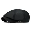 Gorra newsboy de malla negra transpirable para hombre boina de verano visera ligera - Negro