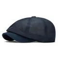 Gorra de repartidor de malla para hombre en azul marino, boina octagonal transpirable - Azul marino