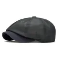 Men's breathable black mesh newsboy cap in a classic summer beret octagonal style - Dark Gray