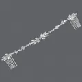 Silver rhinestone bridal hair comb with French forest vine leaf design for weddings. - Cold Silver