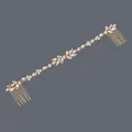 Elegant crystal vine bridal hair comb chain with gold finish for wedding - Gilded Gold