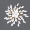 Elegant handmade wire-wrapped pearl firework brooch featuring white teardrop beads - Radial Flower Cluster Style (BRS-J405G)