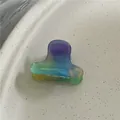 Korean style small oval hair claw clip featuring a colorful semi-transparent gradient resin finish - Mini Claw Clip (J48-B115) / Gradient Mixed Colors