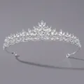 Silberne Kristall-Brautkrone mit aufwendigem Marquise-Strass-Blumendesign - Silber