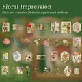 Vintage floral sticker set with gold foil accents, 30 different botanical designs. - Floral Impression