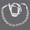 Elegant floral rhinestone bridal belt with white satin ribbon for wedding gowns - Fashion Versatile Style (WS-J012) / 105-125cm / Gold