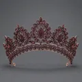 Elegant baroque retro crown with burgundy rhinestones and rose gold alloy finish - Purple